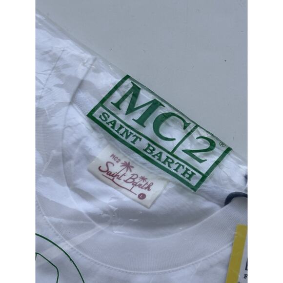 MC2 Saint Barth Austin T Shirt St Barth Clock Embroidery Large White - Picture 3 of 5